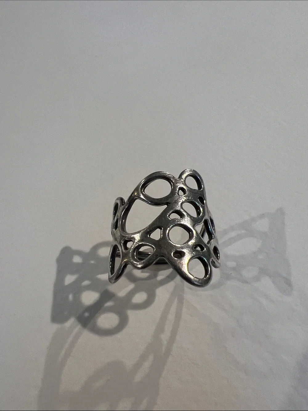 Sterling Silver Openwork / Honeycomb Statement Ring